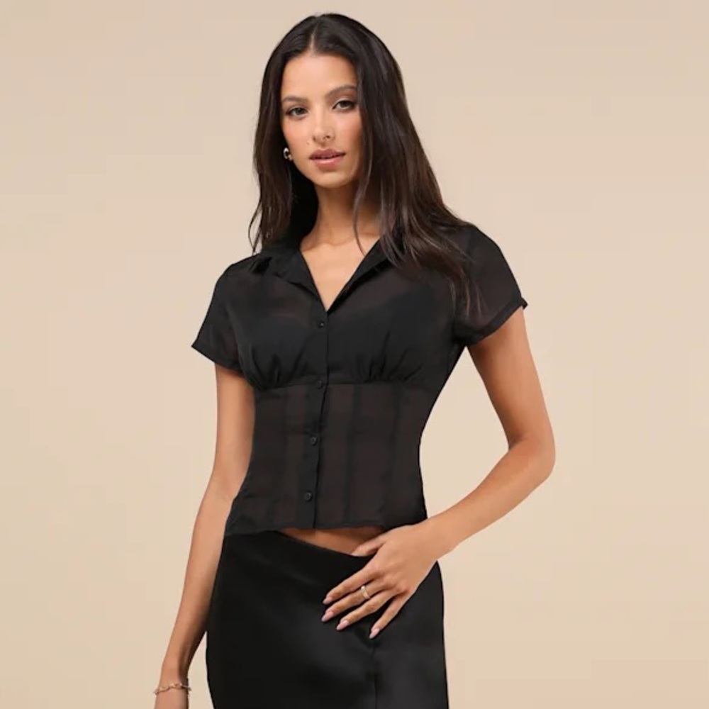 Lulus Black Sheer Mesh Top